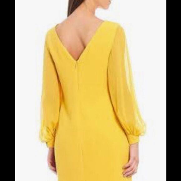 Trina Turk Yellow Puff Sleeve Sheath Dress - Picture 4 of 16